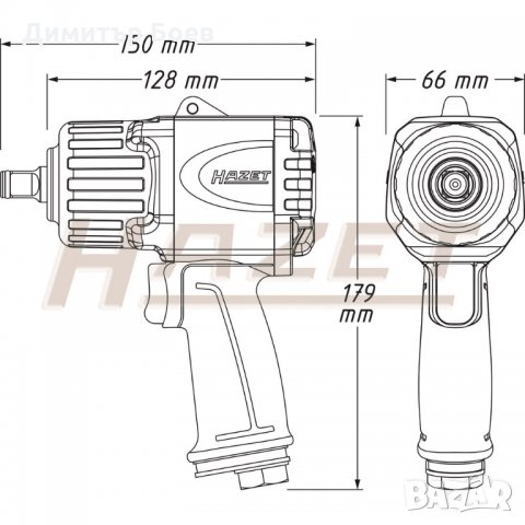 Пневматичен немски гайковерт 2200 Nm HAZET 9012 ТТ, снимка 4 - Други машини и части - 18999826