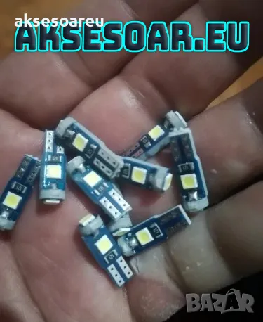 Нови 10 бр. малки габаритни крушки за арматурно табло T5 3SMD LED супер ярък 3030 LED за вътрешно , снимка 5 - Аксесоари и консумативи - 48675263