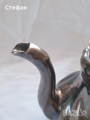 Посребрен порцеланов чайник , снимка 4 - Антикварни и старинни предмети - 52190280