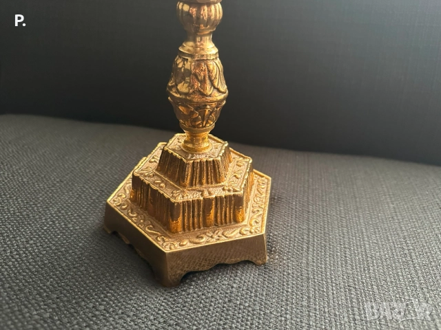 Бронзова менора 35,5 x 33 см., снимка 2 - Антикварни и старинни предмети - 52749716