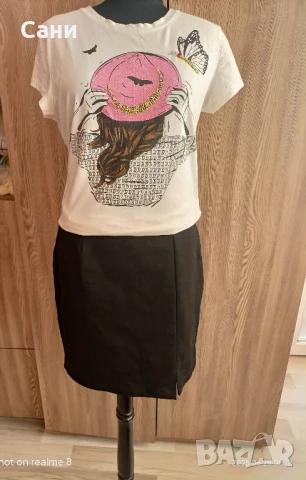 Черна пола с цепка от пред, снимка 1