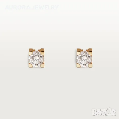 CARTIER C de Cartier Rose Gold Stud Diamond Дамски Обеци, снимка 3 - Обеци - 56111864