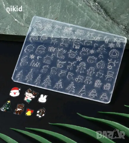 Микс коледни фигурки силиконов молд форма калъп матрица форма акрилни фигурки декорация с акрил лак, снимка 4 - Продукти за маникюр - 48790865
