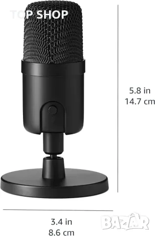 Мини USB кондензаторен кардиоиден микрофон Amazon Basics, черен, снимка 3 - Микрофони - 49866172