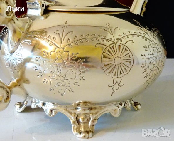 Английски чайник,кана никелово сребро,рококо. , снимка 3 - Антикварни и старинни предмети - 34624513