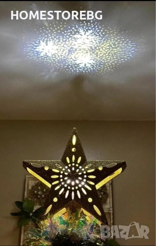 Коледен 3D прожектор за Елха 6 Визии - Звезда. Направи Коледата по шарена. Само за 39.99лв 