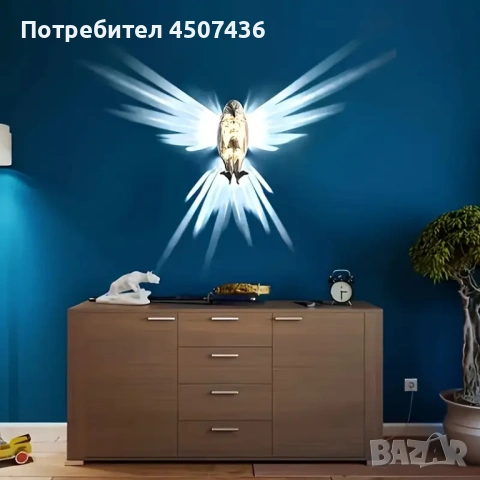 Арт Деко 3D магическа стенна нощна лампа орел с LED проекция, снимка 2 - Лед осветление - 53477474