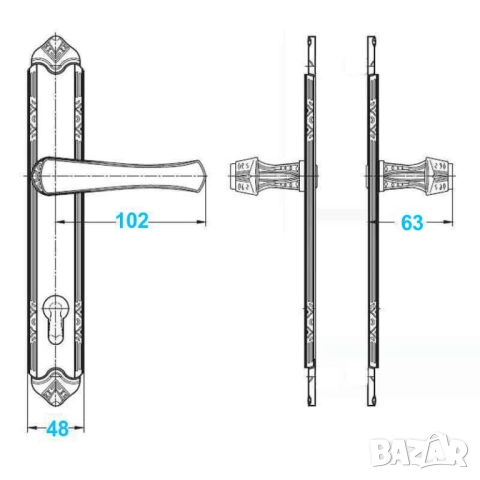Нови Индийски К-т ШИЛДОВЕ с Дръжки Лукс Дизайн за Секретни Брави 85 мм за Леви и Десни Врати БАРТЕР, снимка 4 - Други - 51661669