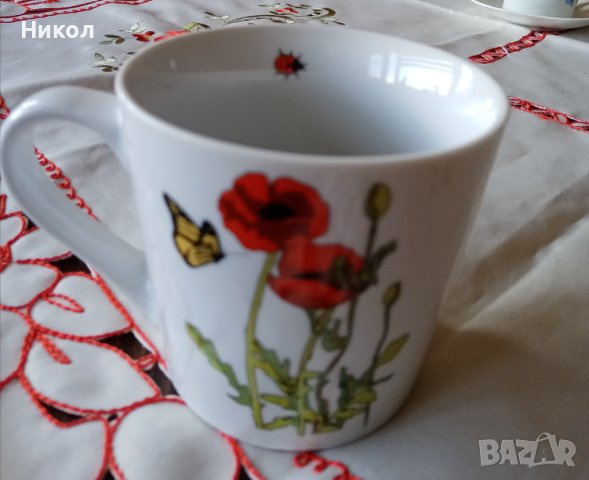 Чаша с мак и пеперуди, снимка 3 - Чаши - 41461647