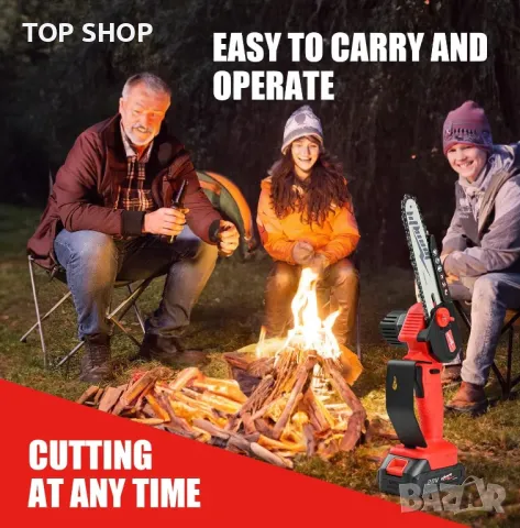 Безжичен мини верижен трион, 6-инчов електрически верижен трион, работещ с батерия 20V, снимка 6 - Градинска техника - 49693541