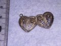 СТАРИННА СРЕБЪРНА ФИЛИГРАННА ВИСУЛКА ДВЕ СЪРЧИЦА РЪЧНА МАЙСТОРСКА РЯДКА ИЗРАБОТКА 31186, снимка 3