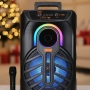 Преносима караоке тонколона с микрофон , 8W, RGB LED светлини, ДУ, Bluetooth, USB порт, TF/SD слот, снимка 10