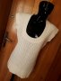 Кремаво бяла дебела туника плетка с къс ръкав Л/ХЛ, снимка 1 - Блузи с дълъг ръкав и пуловери - 34397759