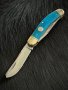 Blue Smooth Bone Sowbelly Trap. Компактен сгъваем джобен ловен нож с две полирани остриета. (RR1951), снимка 4