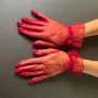 Официални дамски къси тюлени ръкавици цвят бордо 8641, снимка 3