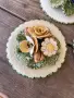 Ръчно изработени керамични пана с кукички за закачане 5 кръгли с 3D декорация на цветя , снимка 6