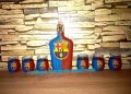 Подарък за фен на FCB (Барселона)- Ръчно декорирана бутилка, снимка 1 - Подаръци за мъже - 39943215