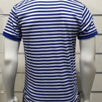 Нова мъжка моряшка блуза с яка, класическо синьо-бяло райе, снимка 3 - Тениски - 29029376