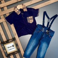 Комплект от дънки и блузка с якичка, снимка 3 - Детски комплекти - 41291018