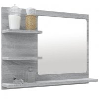 Огледало за баня, сив сонома, 60x10,5x45 см, инженерно дърво, снимка 5 - Огледала - 40028356