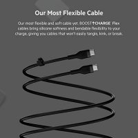 Нови Belkin 2 броя силиконови USB C кабели за зареждане черен и бял телефон Samsung Galaxy MacBook, снимка 5 - Друга електроника - 42415029