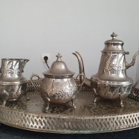 Старинен арабски посребрен сервиз , снимка 2 - Антикварни и старинни предмети - 35828765