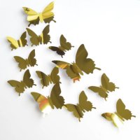 12 бр./компл. Стикер за стената    PVC огледало 3D декорация на пеперуда, снимка 7 - Други - 41700766