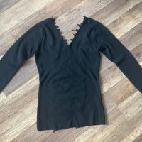 черна блузка с интересен гръб, снимка 5 - Блузи с дълъг ръкав и пуловери - 36164210