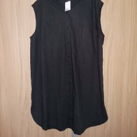 Нова, черна, памучна, макси, черна, асиметрична риза-рокля, снимка 2 - Рокли - 40538522