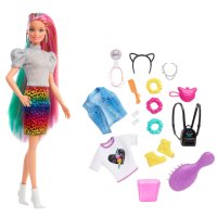 BARBIE Кукла Barbie® Leopard Rainbow hair GRN81, снимка 2 - Кукли - 41262652