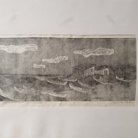 Картина, графика, "Пейзаж с облаци", худ. Ив. Попов,1973 г., снимка 1 - Картини - 42435013