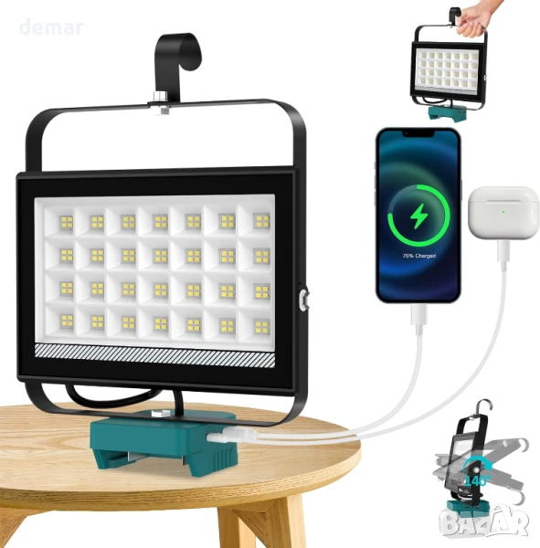 T-SUN LED работна лампа за 18V батерия, 100W, 5000LM (без батерия), снимка 1