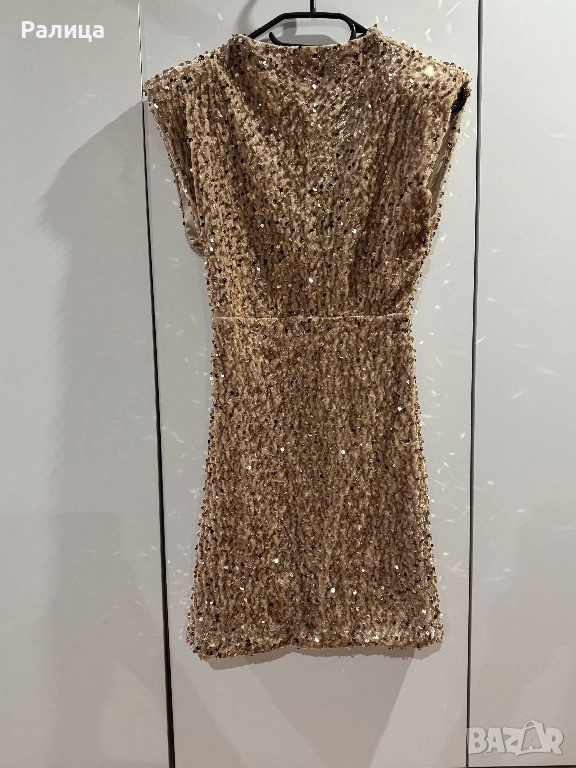 Златиста рокля с пайети, снимка 1