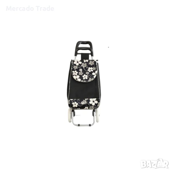 Пазарска количка Mercado Trade, 31366, Текстил,  Черен с цветя, снимка 1