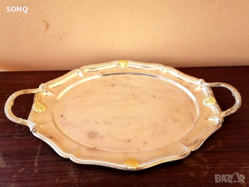 Страхотен Голям Посребрен Поднос, снимка 1