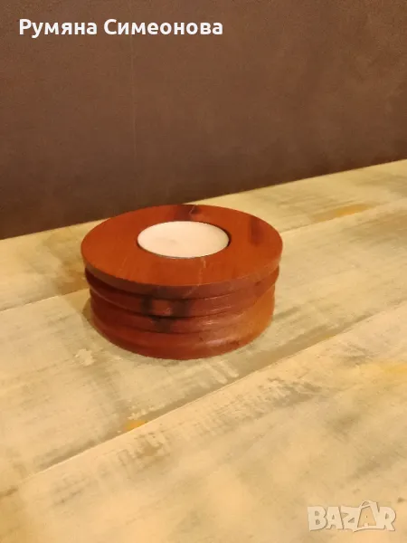Дървен свещник, снимка 1
