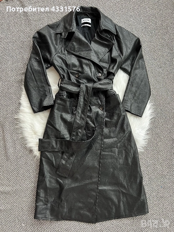 Черно  тренч яке WEEKDAY от ЭКО кожа, снимка 1