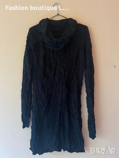 Черна рокля с дълъг ръкав и голямо широко поло S размер 🖤, снимка 1