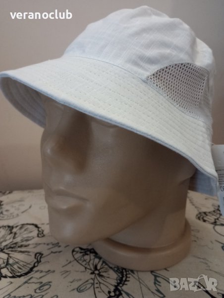 Лятна шапка идиотка Лен Памук 60 см Бяла, снимка 1