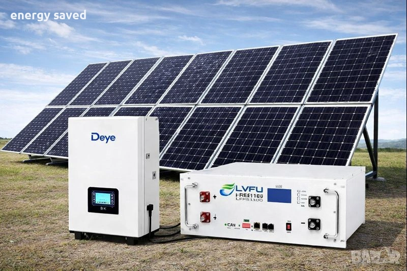 Соларна система Инвертор DEYE 6KW lifepo4 11kw и 16 панела., снимка 1