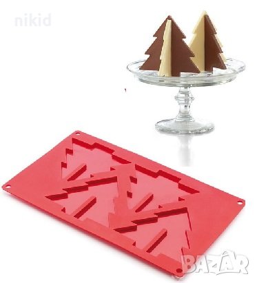 3D двойно сглобяема елха силиконов молд декор украса торта  фондан шоколад тесто отливка гипс , снимка 1