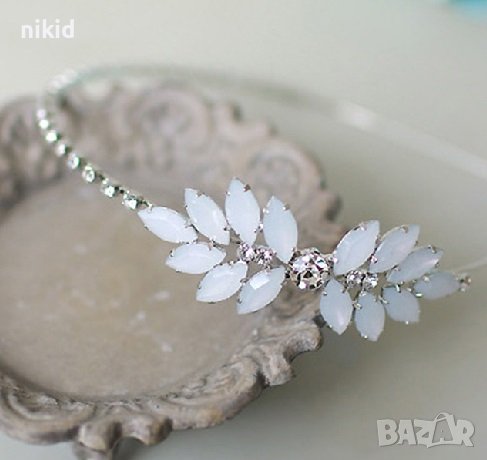 диадема венец елипсовидни перлени камъчета тиара дамска детска, снимка 1