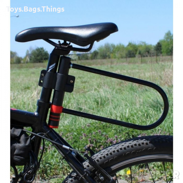 Катинар за колело, Заключващо устройство, Ключ, за велосипед, 180мм х 320мм, Черен, снимка 1