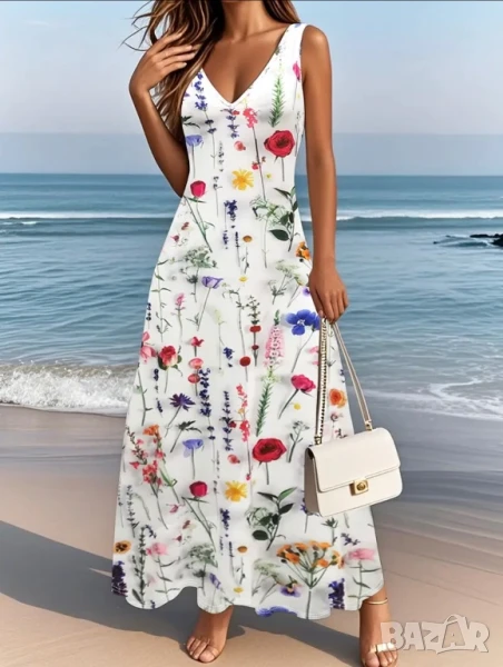 Лятна дълга рокля на цветя, снимка 1