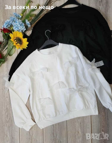 Дамска Блуза С Дълъг Ръкав С Декорация От Панделки Код I_154, снимка 1