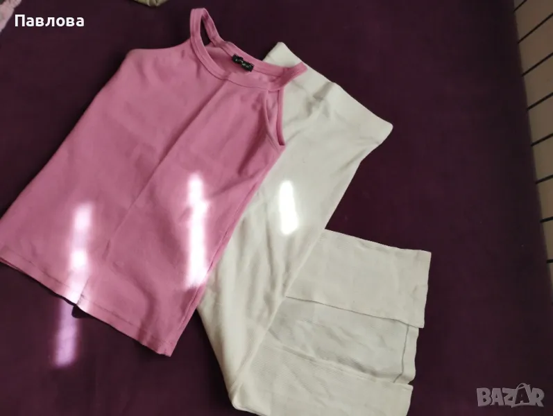 Дълга, спортна пола в бяло и потник за лятото, снимка 1