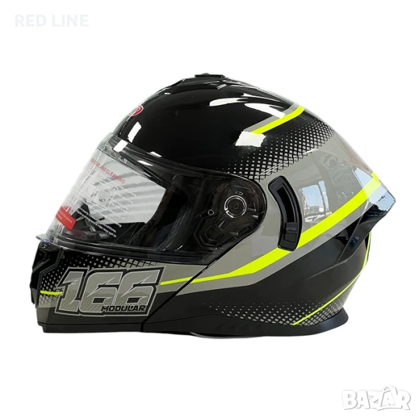 Mодуларна каска за мотор черно/неон, снимка 1