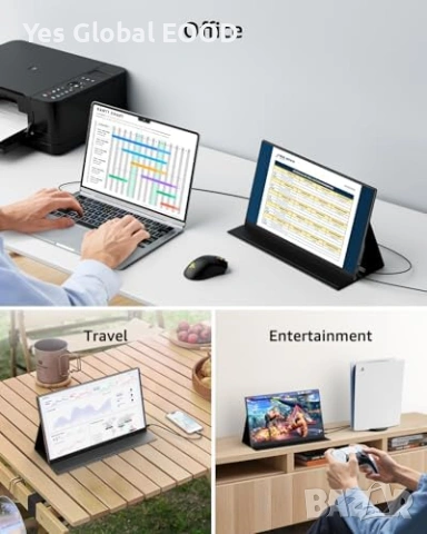 Yodoit 15.6" FHD IPS монитор USB-C HDMI, снимка 8 - Монитори - 53629540