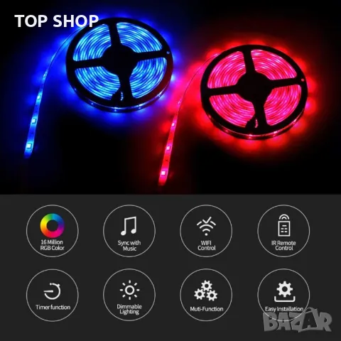 WEILY WiFi Led Strip Lights 2x15m Гъвкаво променящ се цвят RGB Phone Control Smart Led Light Str, снимка 6 - Лед осветление - 48842542