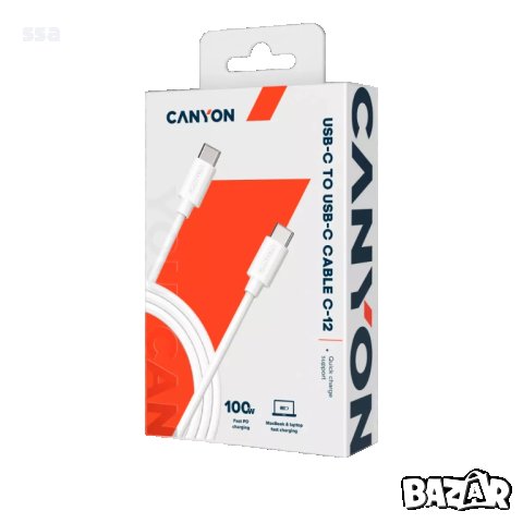 CANYON 100W (5A), 2м. Кабел за бързо зареждане & AV трансфер на данни (C-12) - CNS-USBC12W, снимка 3 - Кабели и адаптери - 41322889